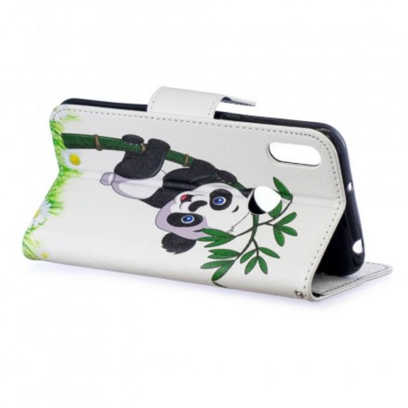 Flip Cover Huawei Y6 2019 / Honor 8A Panda På Bambus