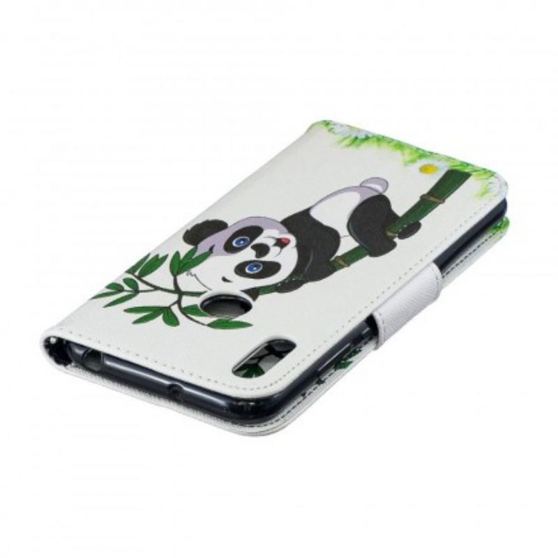 Flip Cover Huawei Y6 2019 / Honor 8A Panda På Bambus