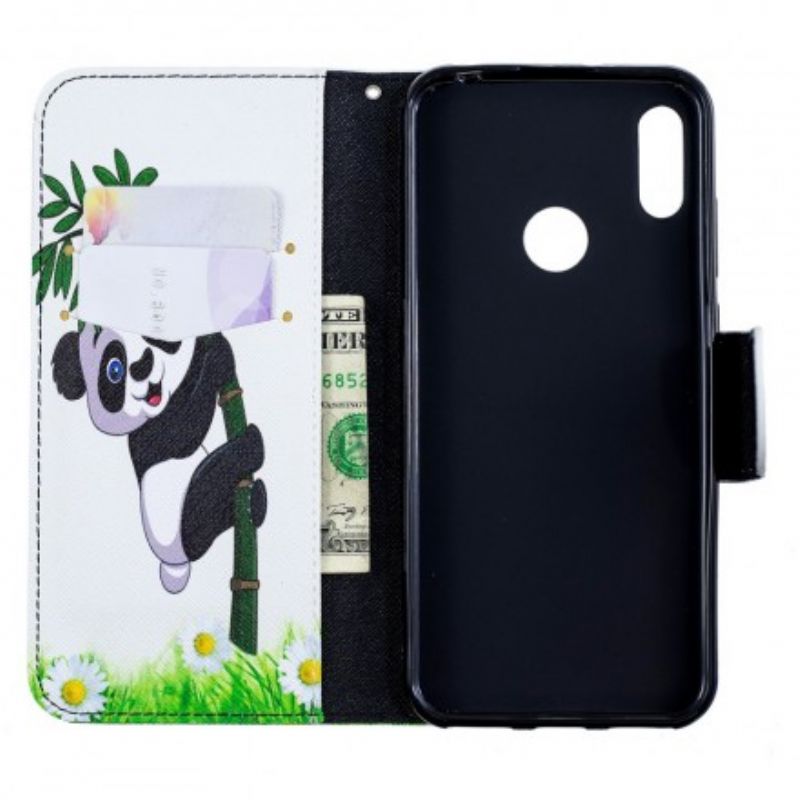 Flip Cover Huawei Y6 2019 / Honor 8A Panda På Bambus