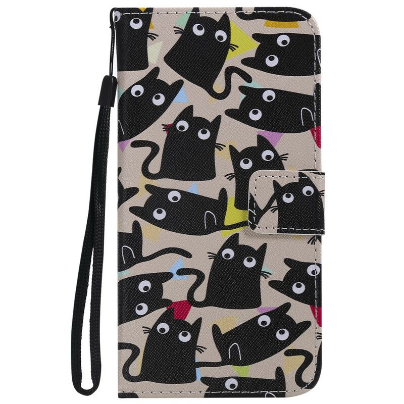 Læder Cover Huawei Y6 2019 / Honor 8A Skøre Katte