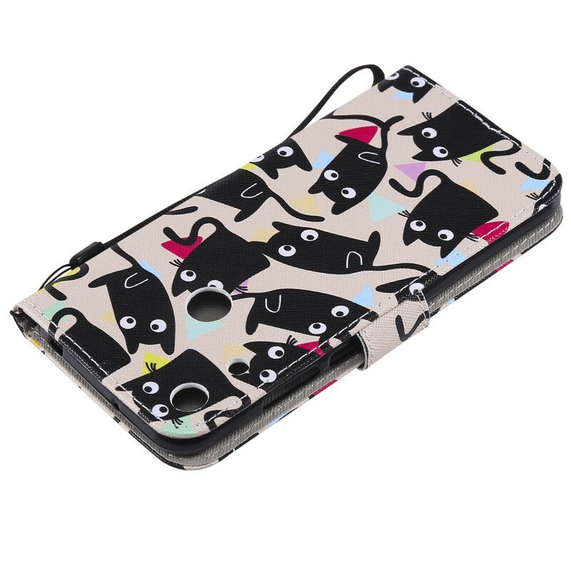 Læder Cover Huawei Y6 2019 / Honor 8A Skøre Katte