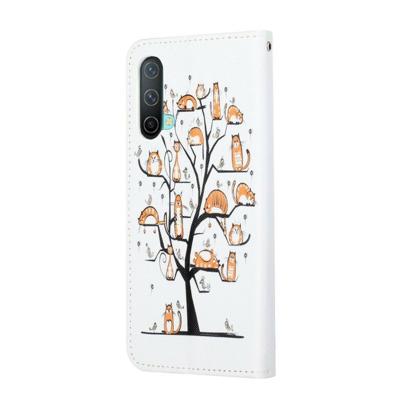 Flip Cover OnePlus Nord CE 5G Med Snor Funky Katte Med Rem