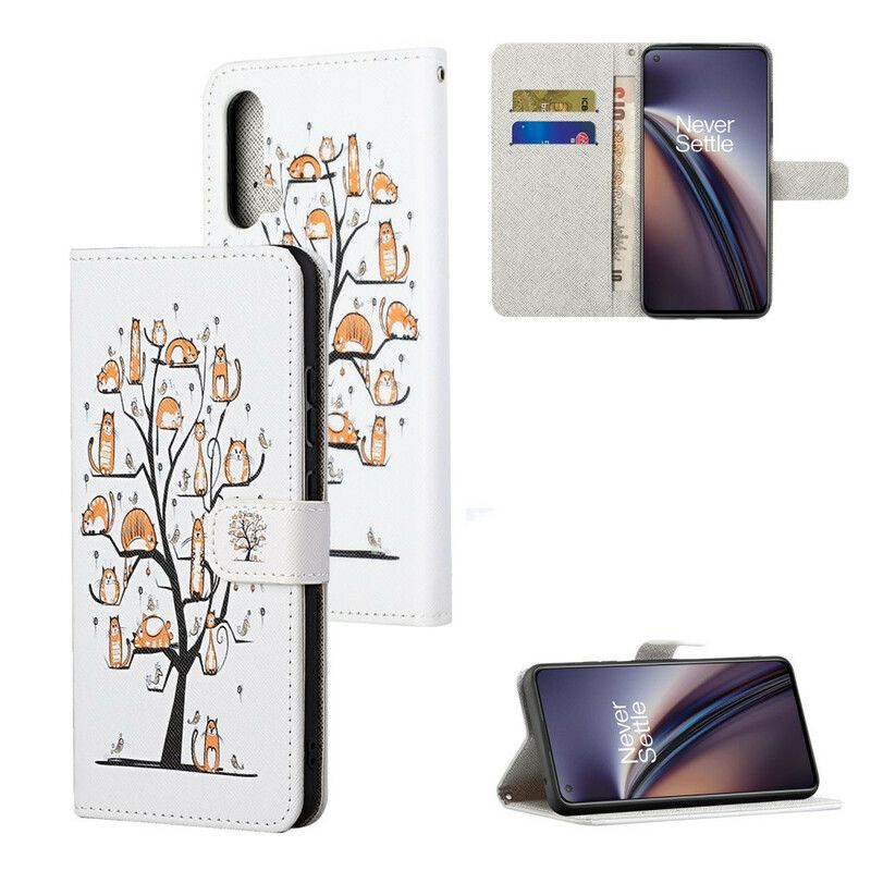 Flip Cover OnePlus Nord CE 5G Med Snor Funky Katte Med Rem