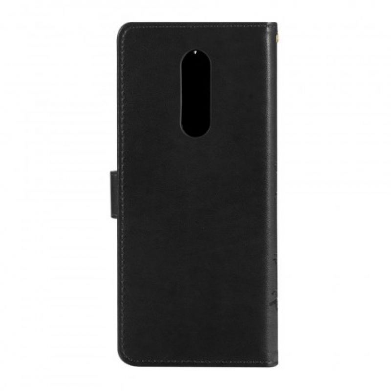 Læder Cover Sony Xperia 1 Sommerfugle Og Blomster