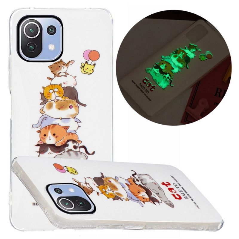 Cover Xiaomi Mi 11 Lite 5G NE / Mi 11 Lite 4G / 5G Fluorescerende Katte