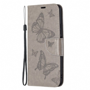 Flip Cover Xiaomi Mi 11 Lite 5G NE / Mi 11 Lite 4G / 5G Med Snor Sommerfugle Trykt Rem