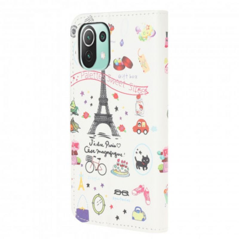 Læder Cover Xiaomi Mi 11 Lite 5G NE / Mi 11 Lite 4G / 5G Jeg Elsker Paris