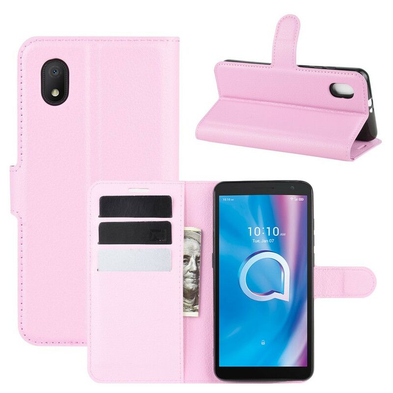 Flip Cover Alcatel 1B (2020) Klassisk Litchi-lædereffekt