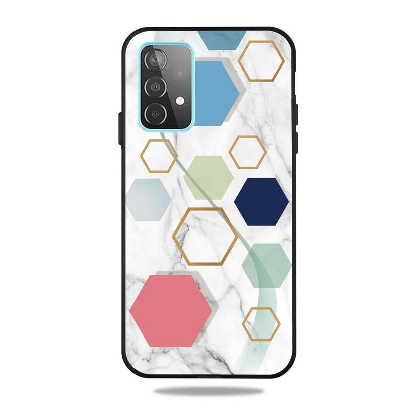 Cover Samsung Galaxy A72 4G / 5G Farvet Geometri Marmor