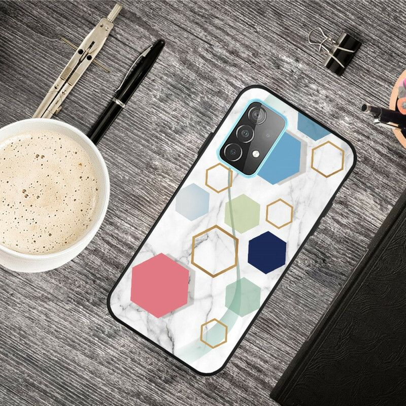 Cover Samsung Galaxy A72 4G / 5G Farvet Geometri Marmor