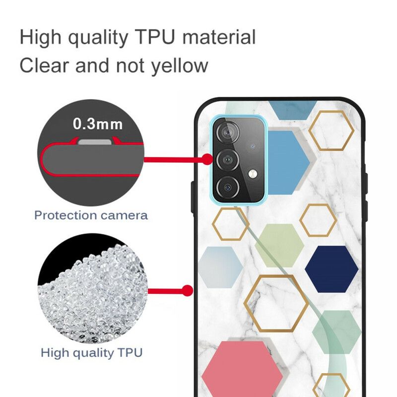 Cover Samsung Galaxy A72 4G / 5G Farvet Geometri Marmor