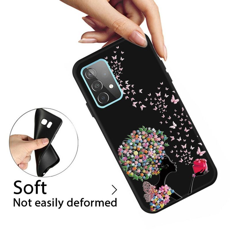 Cover Samsung Galaxy A72 4G / 5G Kvinde Med Blomsterhoved