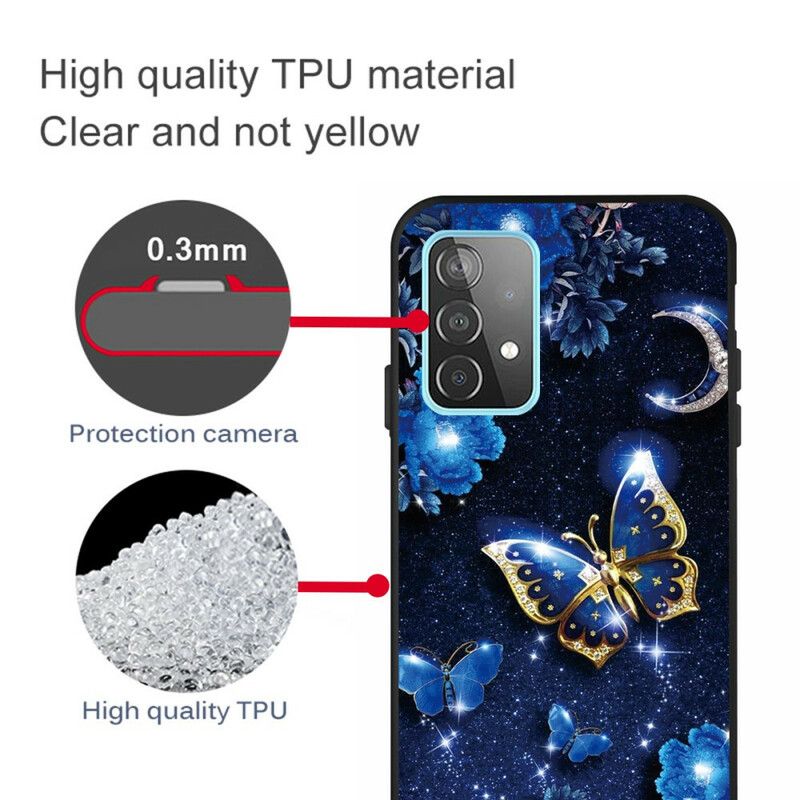 Cover Samsung Galaxy A72 4G / 5G Sommerfugl Om Natten