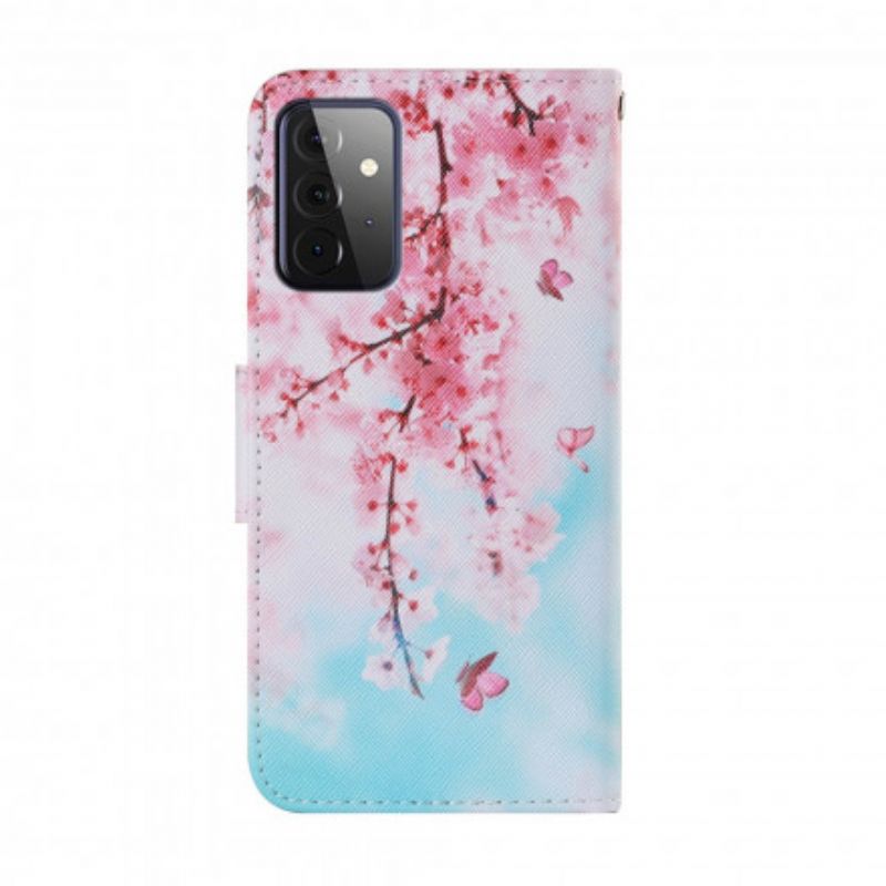 Flip Cover Samsung Galaxy A72 4G / 5G Med Snor Røde Lemmer Med Rem