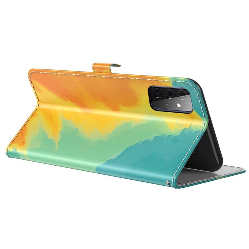Læder Cover Samsung Galaxy A72 4G / 5G Akvarel