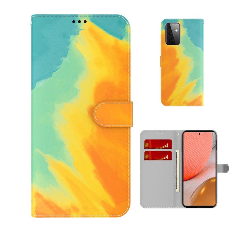 Læder Cover Samsung Galaxy A72 4G / 5G Akvarel