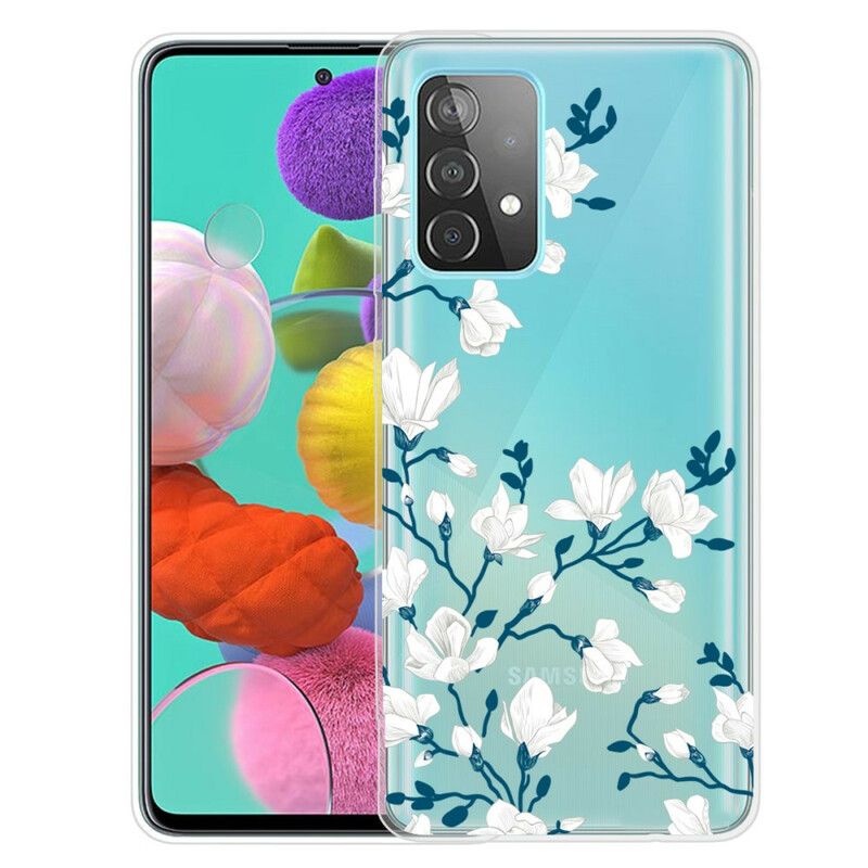 Mobilcover Samsung Galaxy A72 4G / 5G Hvide Blomster