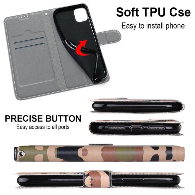 Læder Cover Samsung Galaxy M53 5G Med Snor Thong Camo
