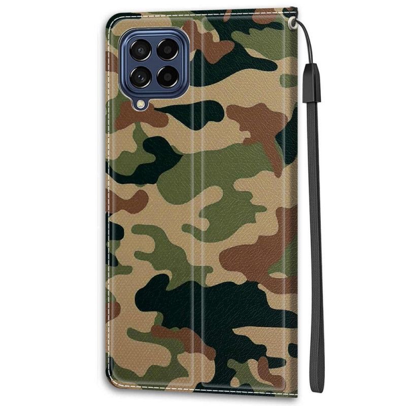 Læder Cover Samsung Galaxy M53 5G Med Snor Thong Camo