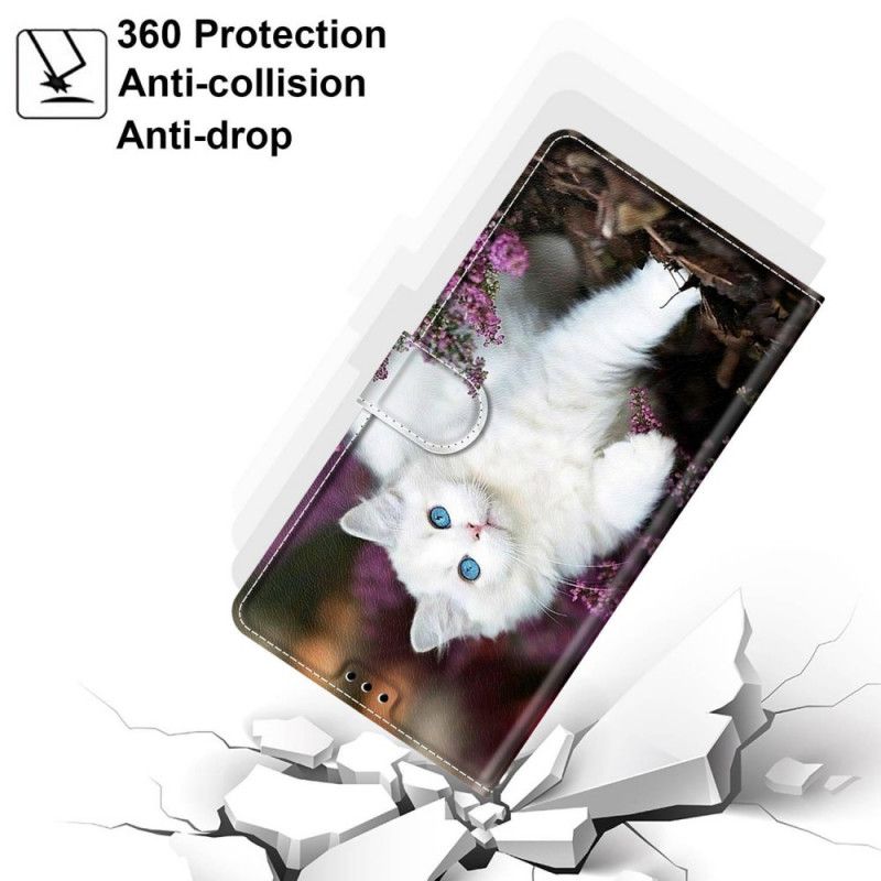 Læder Cover Samsung Galaxy M53 5G Med Snor Thong Cat Fan