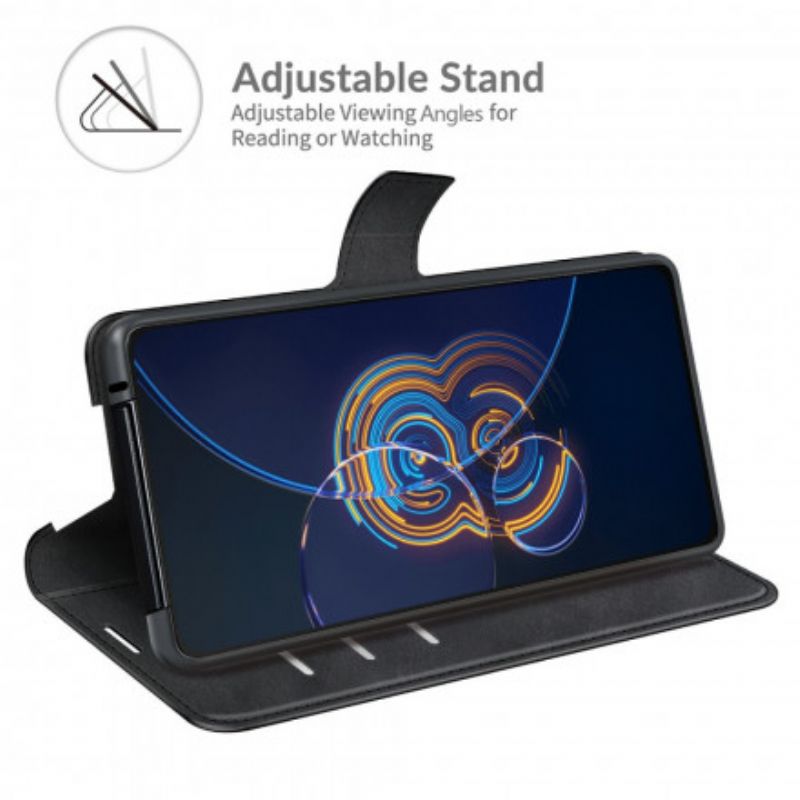 Flip Cover Asus Zenfone 8 Flip Læder Cover Slankt Kunstlæder