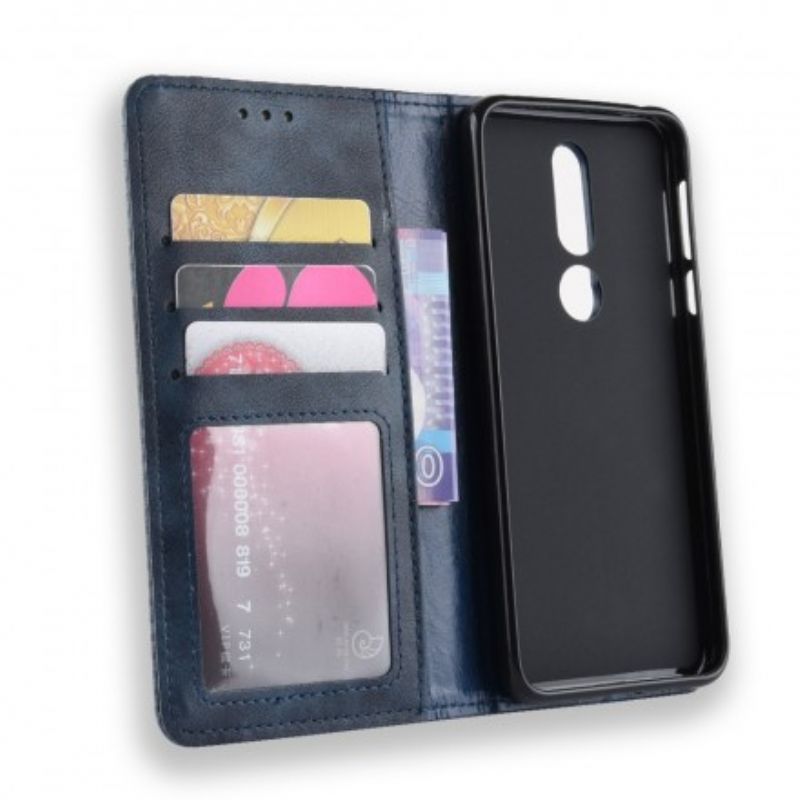 Cover Nokia 7.1 Flip Cover Vintage Stiliseret Lædereffekt
