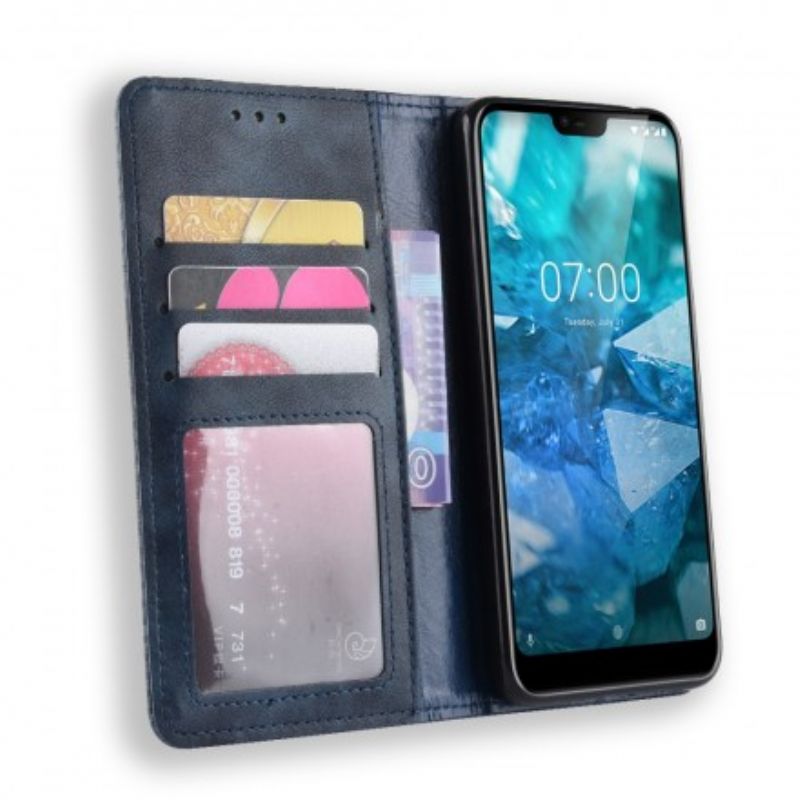 Cover Nokia 7.1 Flip Cover Vintage Stiliseret Lædereffekt