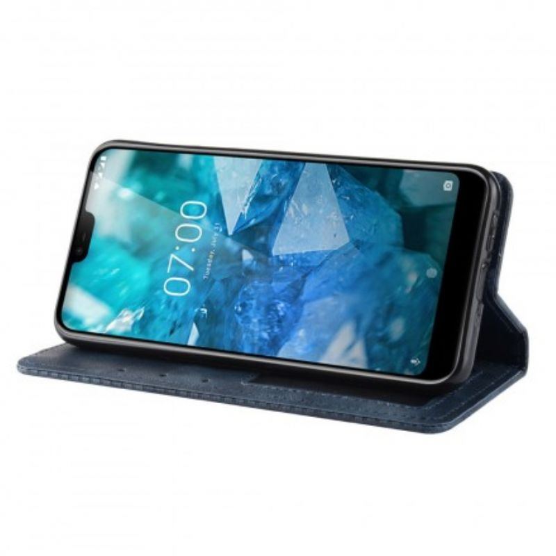 Cover Nokia 7.1 Flip Cover Vintage Stiliseret Lædereffekt