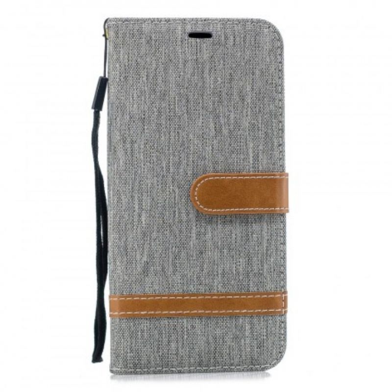 Flip Cover Huawei Mate 20 Pro Med Snor Stof- Og Lædereffektrem