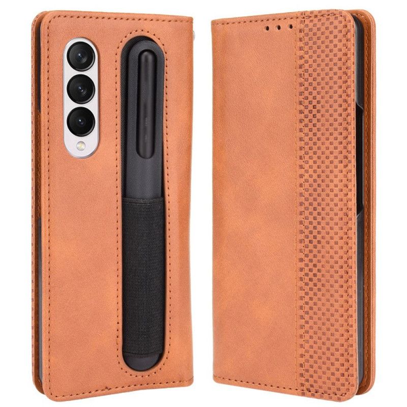 Cover Samsung Galaxy Z Fold 4 Flip Cover Retro Pen Rank