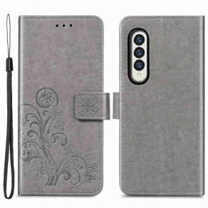 Flip Cover Samsung Galaxy Z Fold 4 Kløvermønster Med Rem