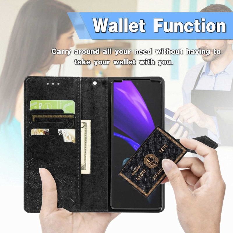 Flip Cover Samsung Galaxy Z Fold 4 Med Snor Middelalderens Strappy Mandala