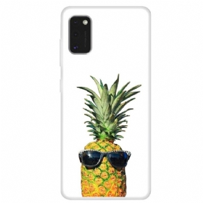 Cover Samsung Galaxy A41 Transparent Ananas Med Briller