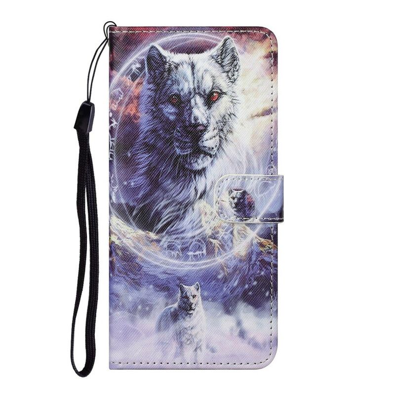 Flip Cover Samsung Galaxy S21 5G Vinterulv Med Snor
