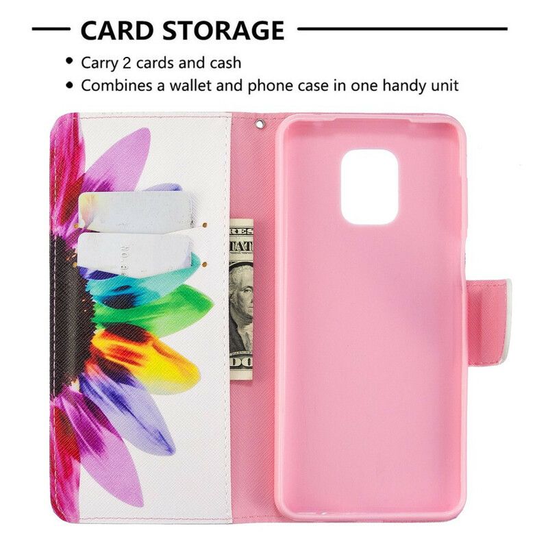 Flip Cover Xiaomi Redmi Note 9S / Note 9 Pro Akvarelblomst