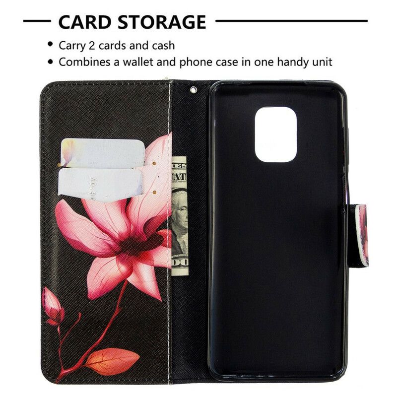 Flip Cover Xiaomi Redmi Note 9S / Note 9 Pro Pink Blomst