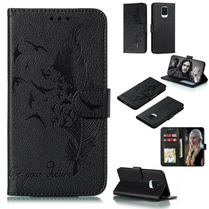 Læder Cover Xiaomi Redmi Note 9S / Note 9 Pro Plume Lev Din Drøm