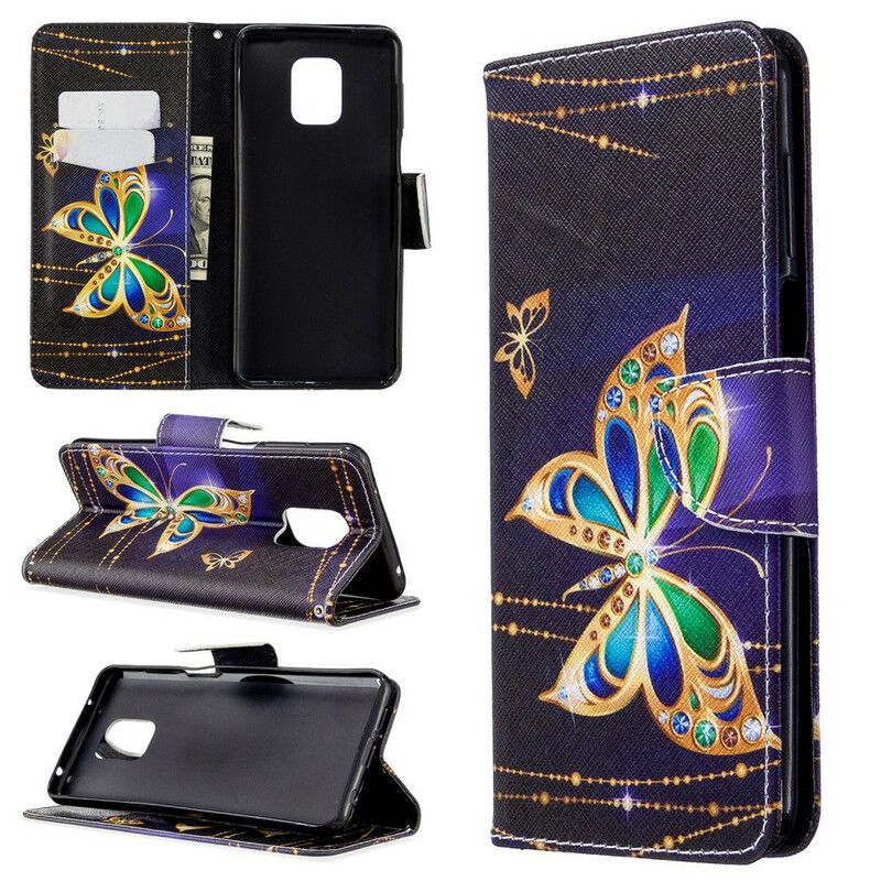 Læder Cover Xiaomi Redmi Note 9S / Note 9 Pro Utrolige Sommerfugle