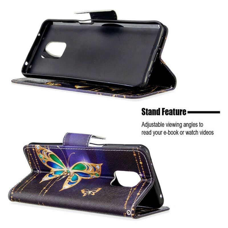 Læder Cover Xiaomi Redmi Note 9S / Note 9 Pro Utrolige Sommerfugle