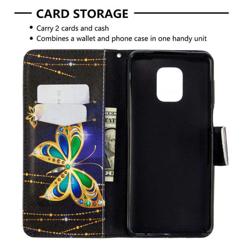 Læder Cover Xiaomi Redmi Note 9S / Note 9 Pro Utrolige Sommerfugle