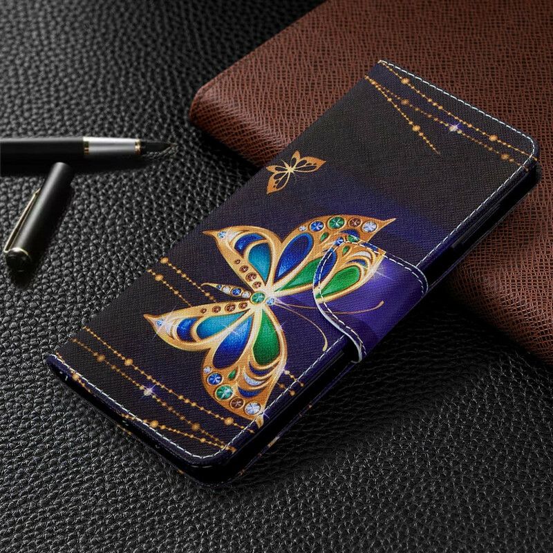 Læder Cover Xiaomi Redmi Note 9S / Note 9 Pro Utrolige Sommerfugle