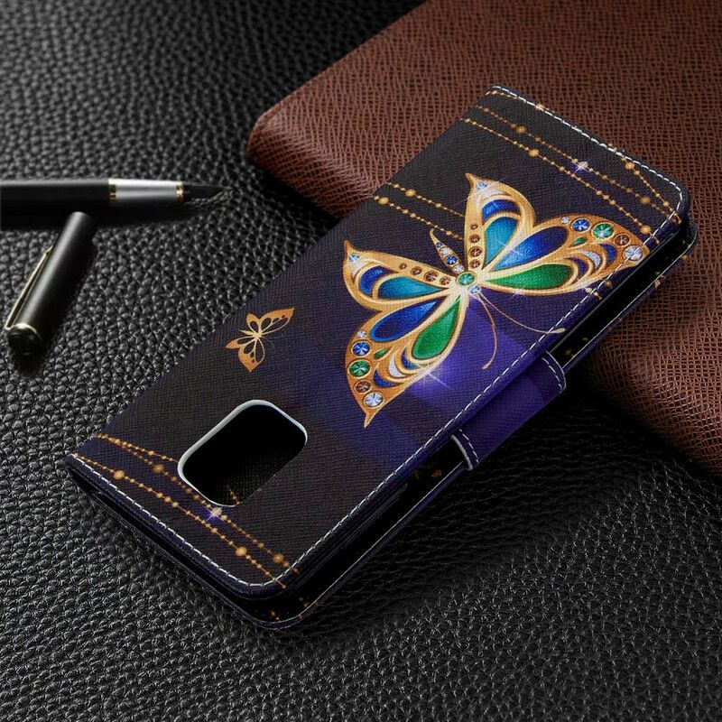 Læder Cover Xiaomi Redmi Note 9S / Note 9 Pro Utrolige Sommerfugle
