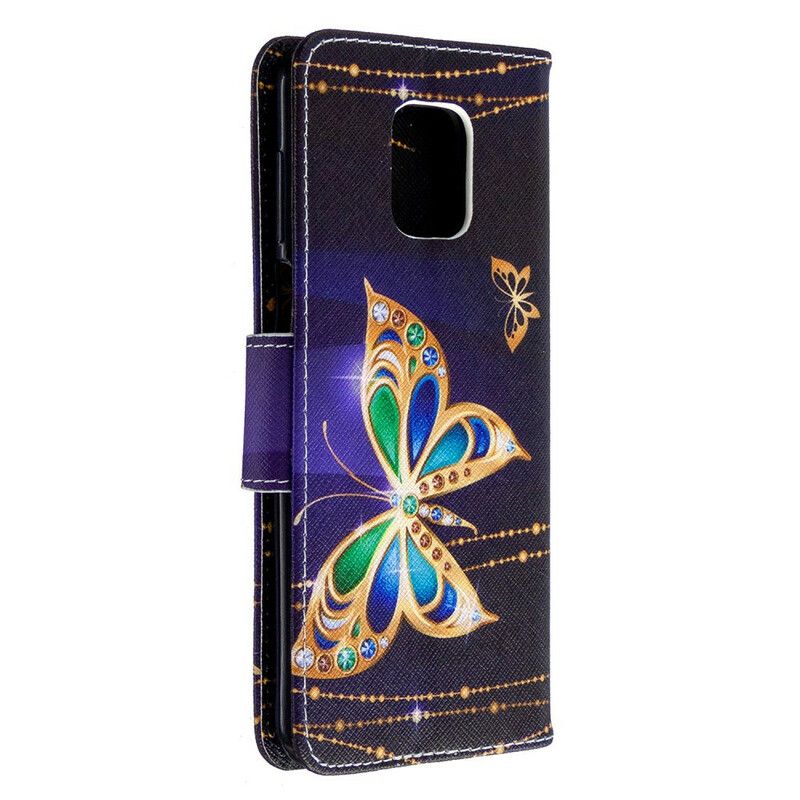 Læder Cover Xiaomi Redmi Note 9S / Note 9 Pro Utrolige Sommerfugle