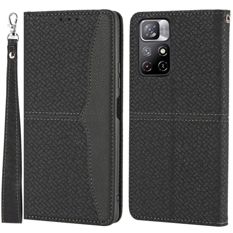 Flip Cover Poco M4 Pro 5G Med Snor Vævet Læderrem Style