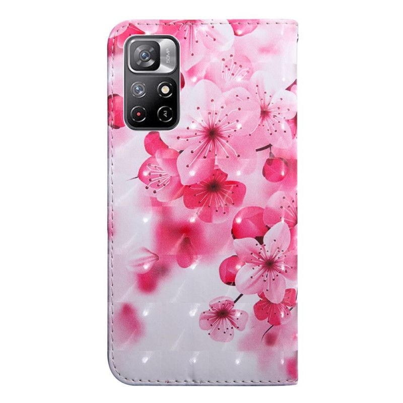 Flip Cover Poco M4 Pro 5G Pink Blomster