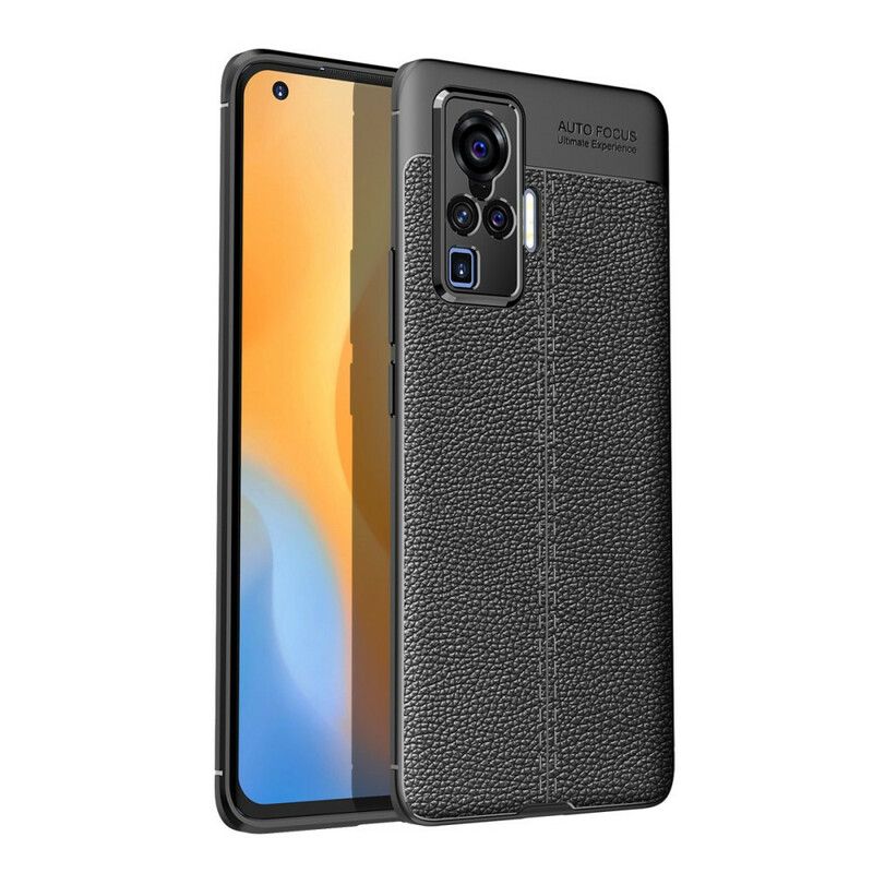 Mobilcover Vivo X51 5G Dobbelt Linje Litchi Lædereffekt