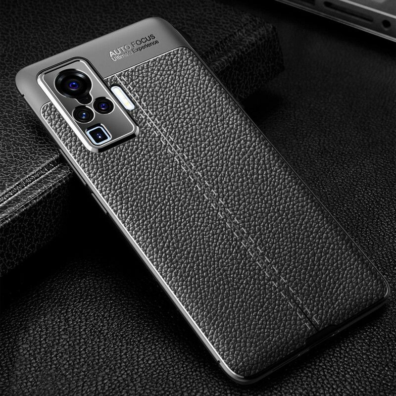 Mobilcover Vivo X51 5G Dobbelt Linje Litchi Lædereffekt