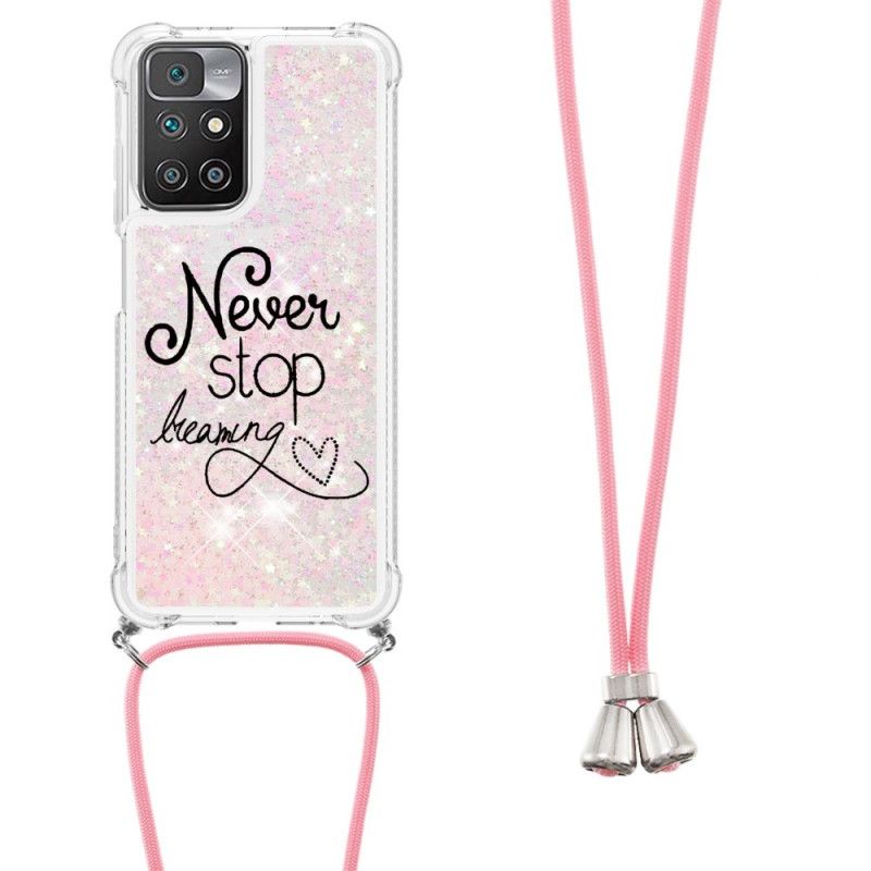 Cover Xiaomi Redmi 10 Med Snor Stop Aldrig Med Pailletter