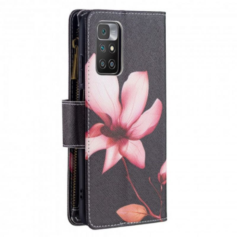 Flip Cover Xiaomi Redmi 10 Blomsterlomme Med Lynlås