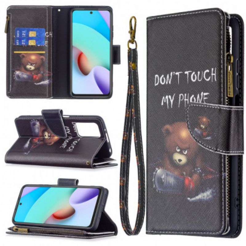 Læder Cover Xiaomi Redmi 10 Bear Lynlåslomme